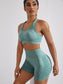 HOLLOW OUT RACER BACK FITNESS SET - pink kangaroo yoga