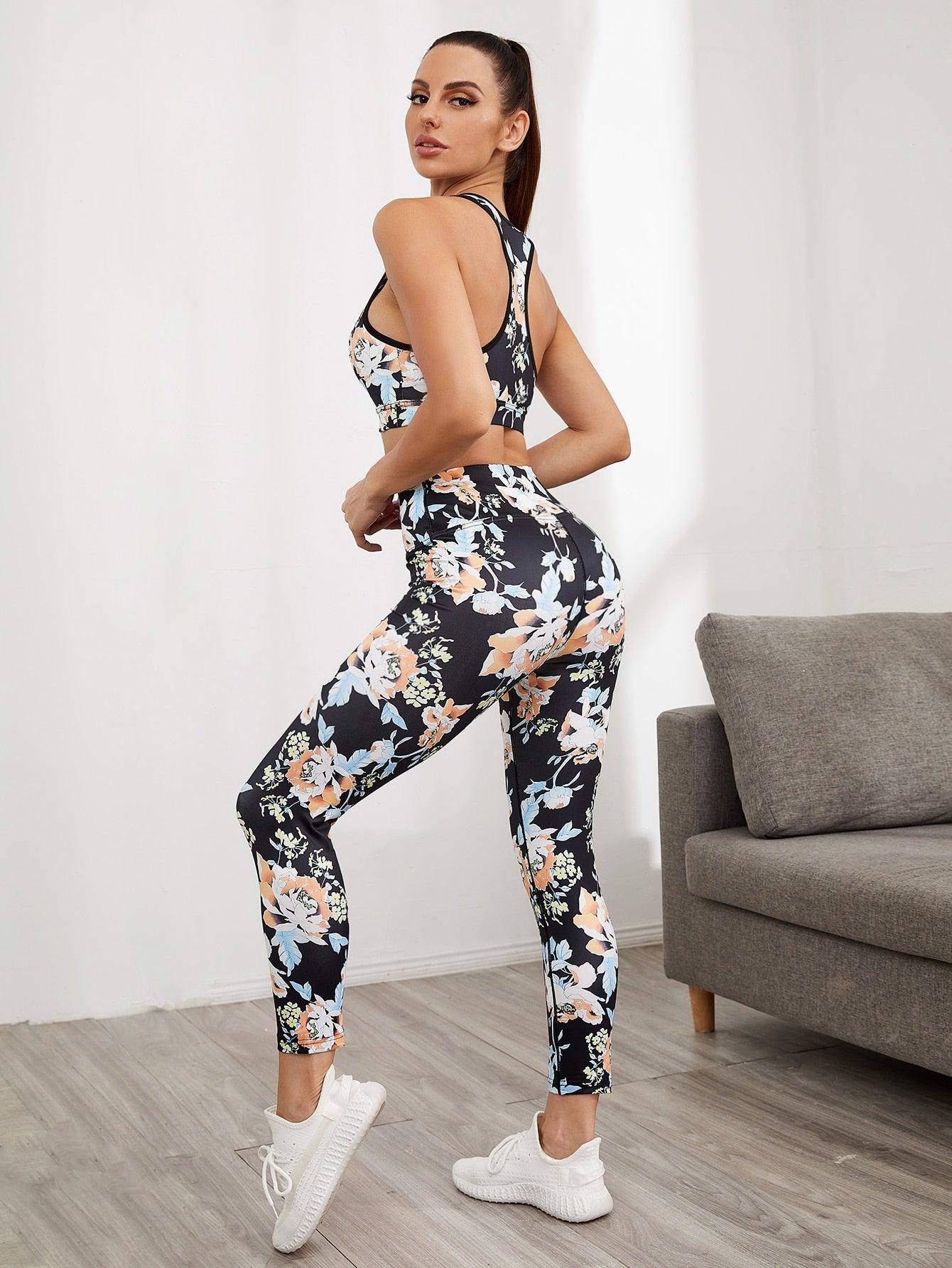 FLORAL YOGA SET - pink kangaroo yoga