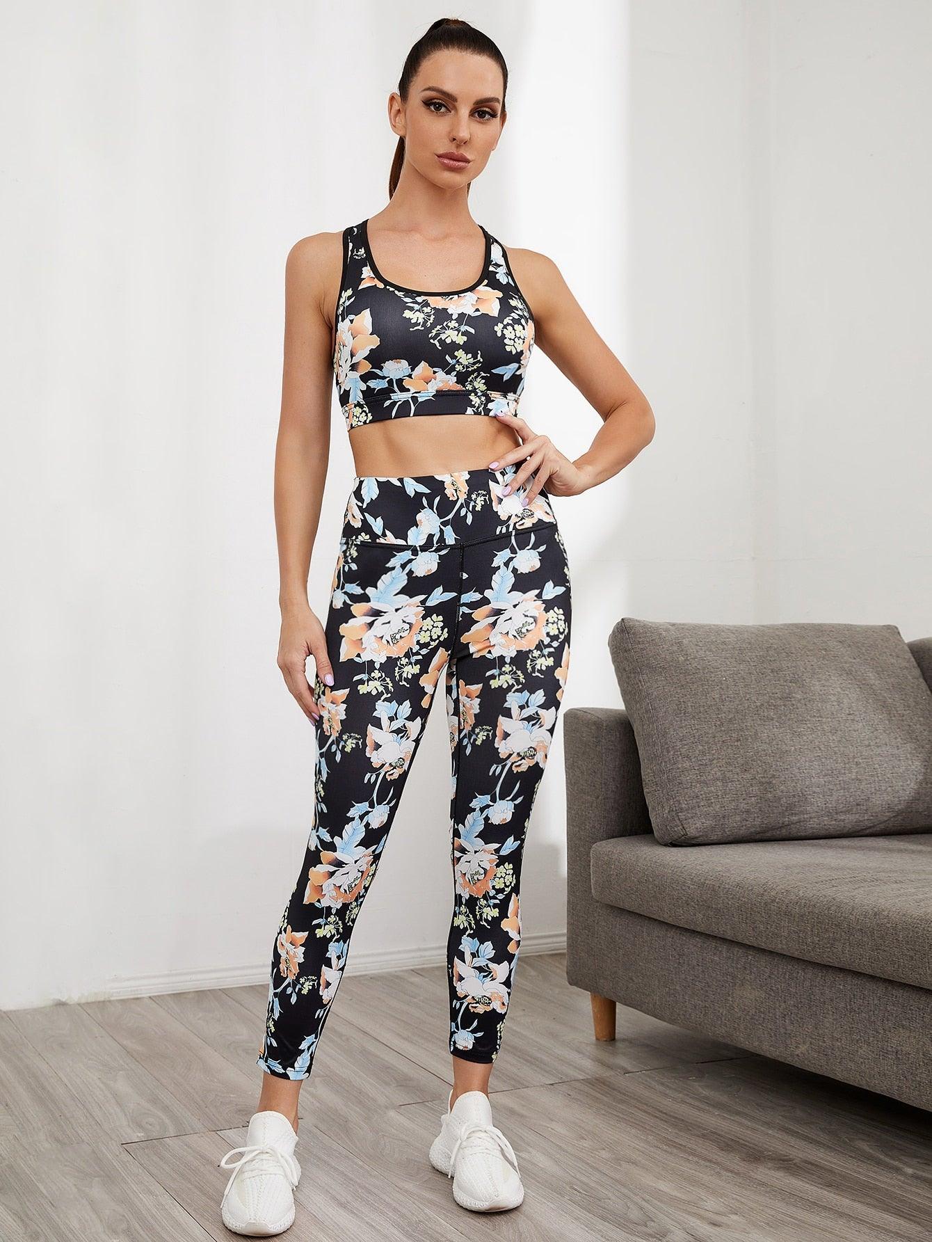 FLORAL YOGA SET - pink kangaroo yoga