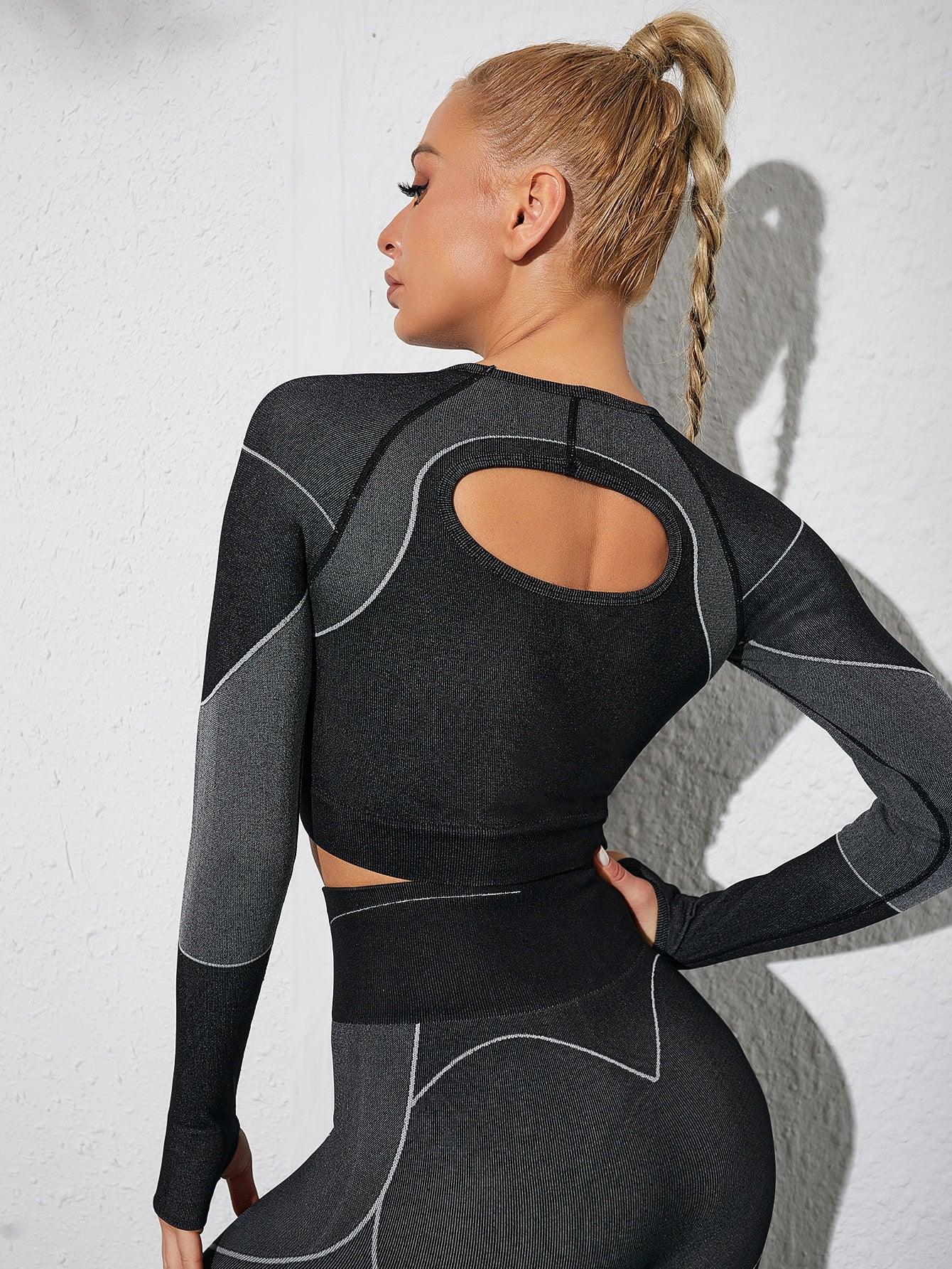 SEAMLESS CUT OUT YOGA SET - pink kangaroo yoga