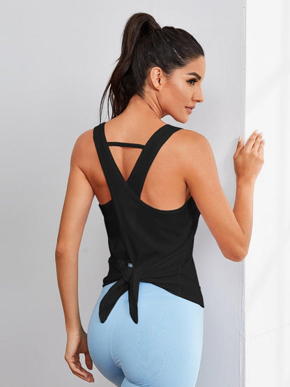 KRISS KROSS TIE BACK TOP - pink kangaroo yoga
