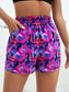 GEO PRINT SPORTS SHORTS - pink kangaroo yoga