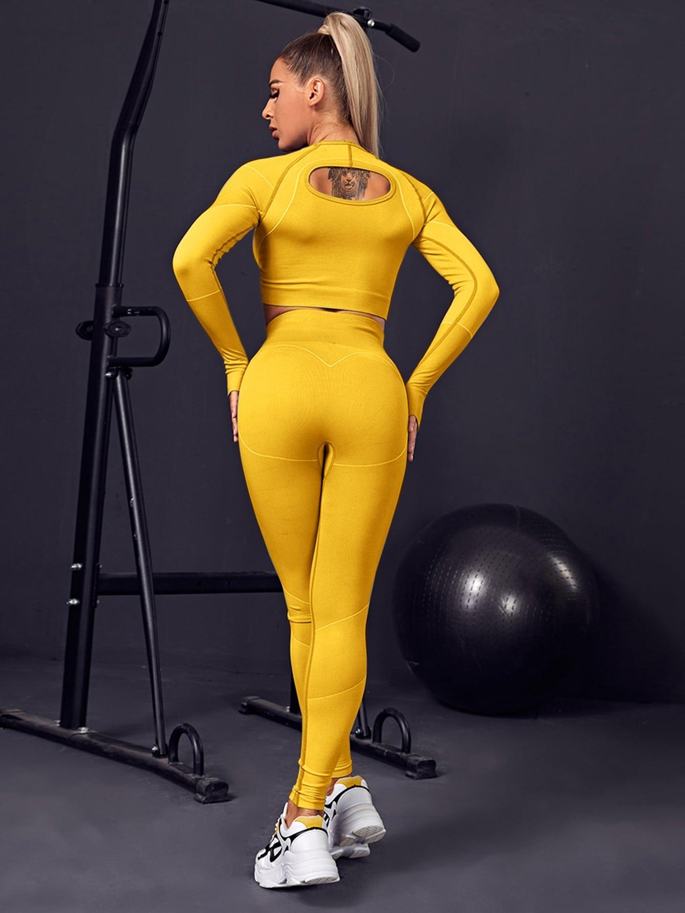 BACK CUT OUT YOGA SET - pink kangaroo yoga