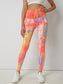 POCKED PATCHED TIE DYE LEGGINGS - pink kangaroo yoga