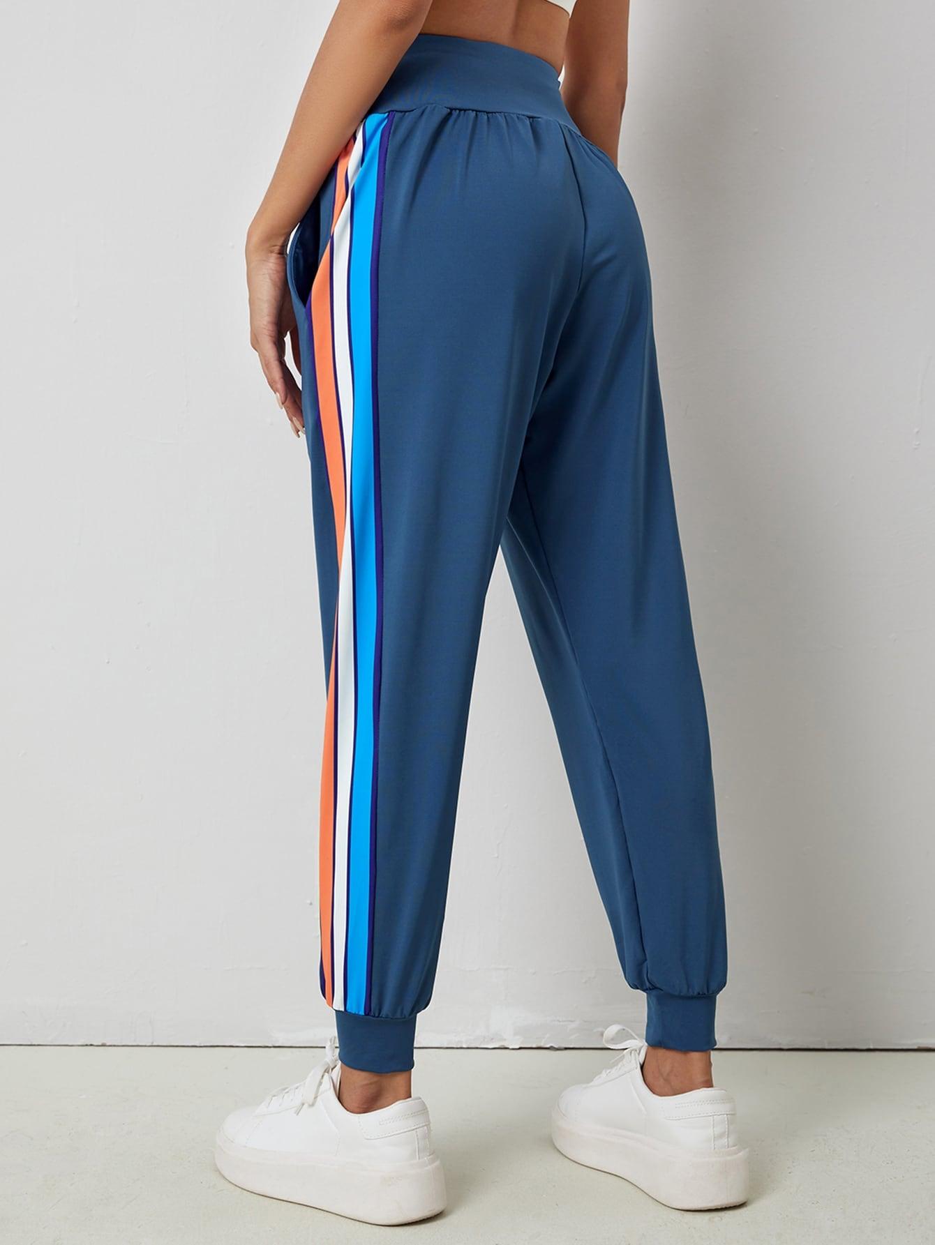 SIDE STRIPED SPORTS PANTS - pink kangaroo yoga
