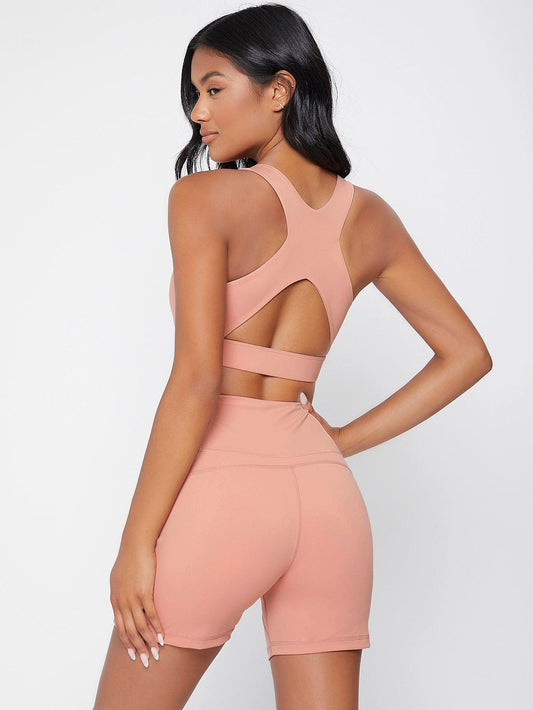 CUT OUT BACK YOGA SET - pink kangaroo yoga