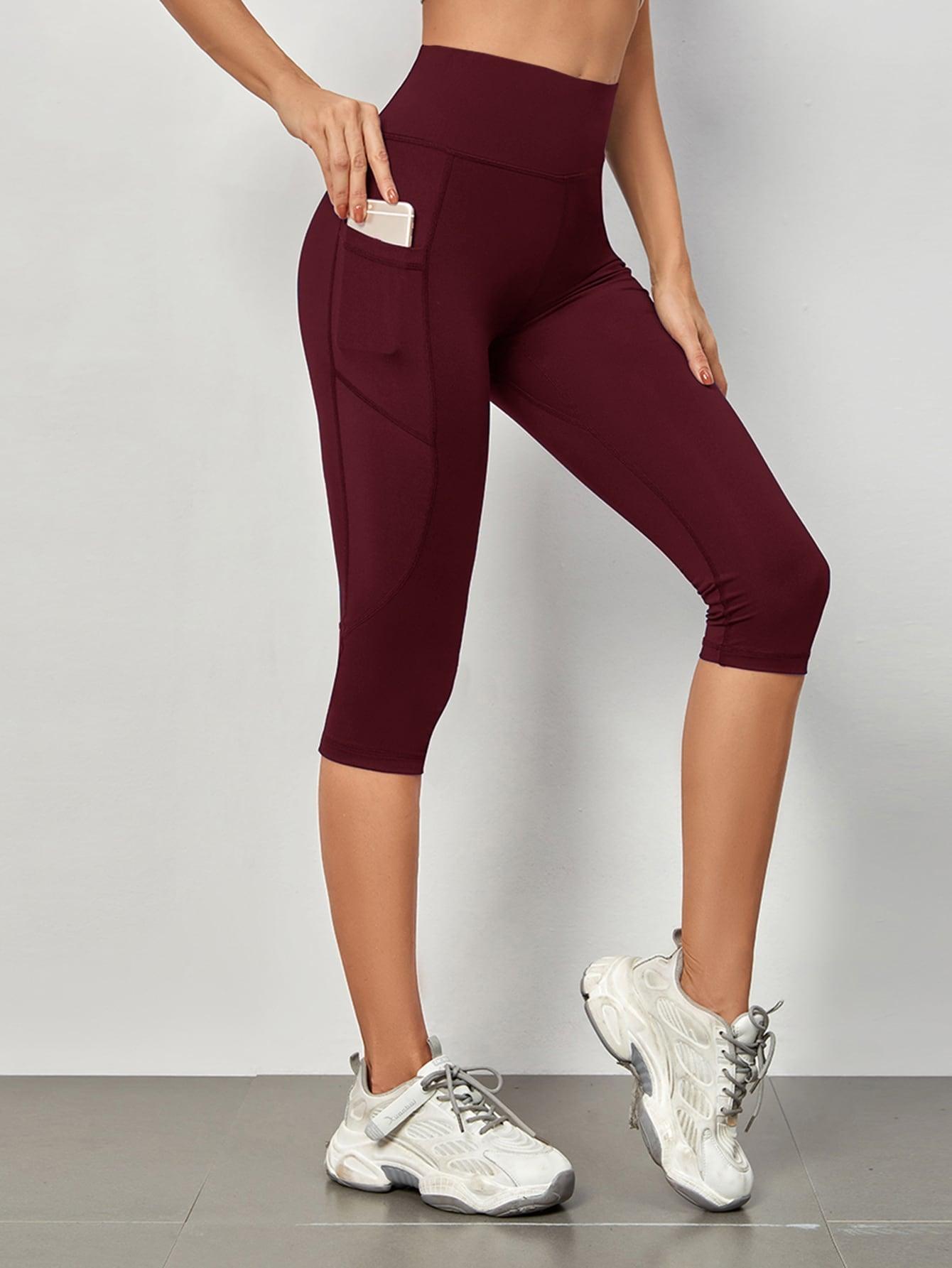 SOLID CAPRI SPORTS LEGGINGS - pink kangaroo yoga