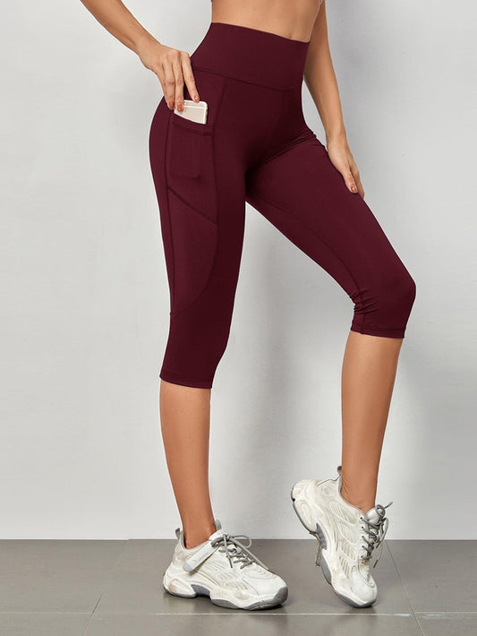 SOLID CAPRI SPORTS LEGGINGS - pink kangaroo yoga