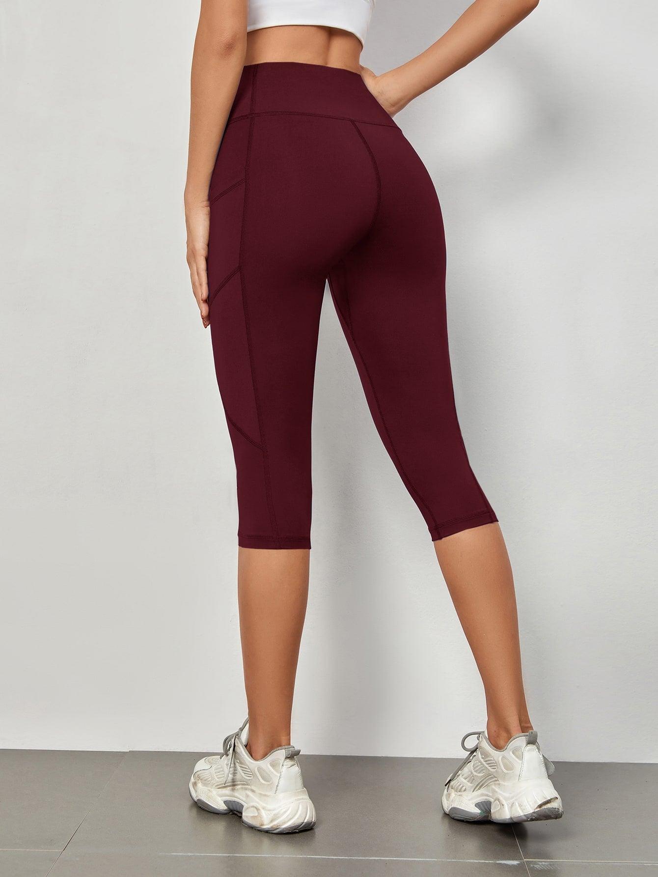 SOLID CAPRI SPORTS LEGGINGS - pink kangaroo yoga