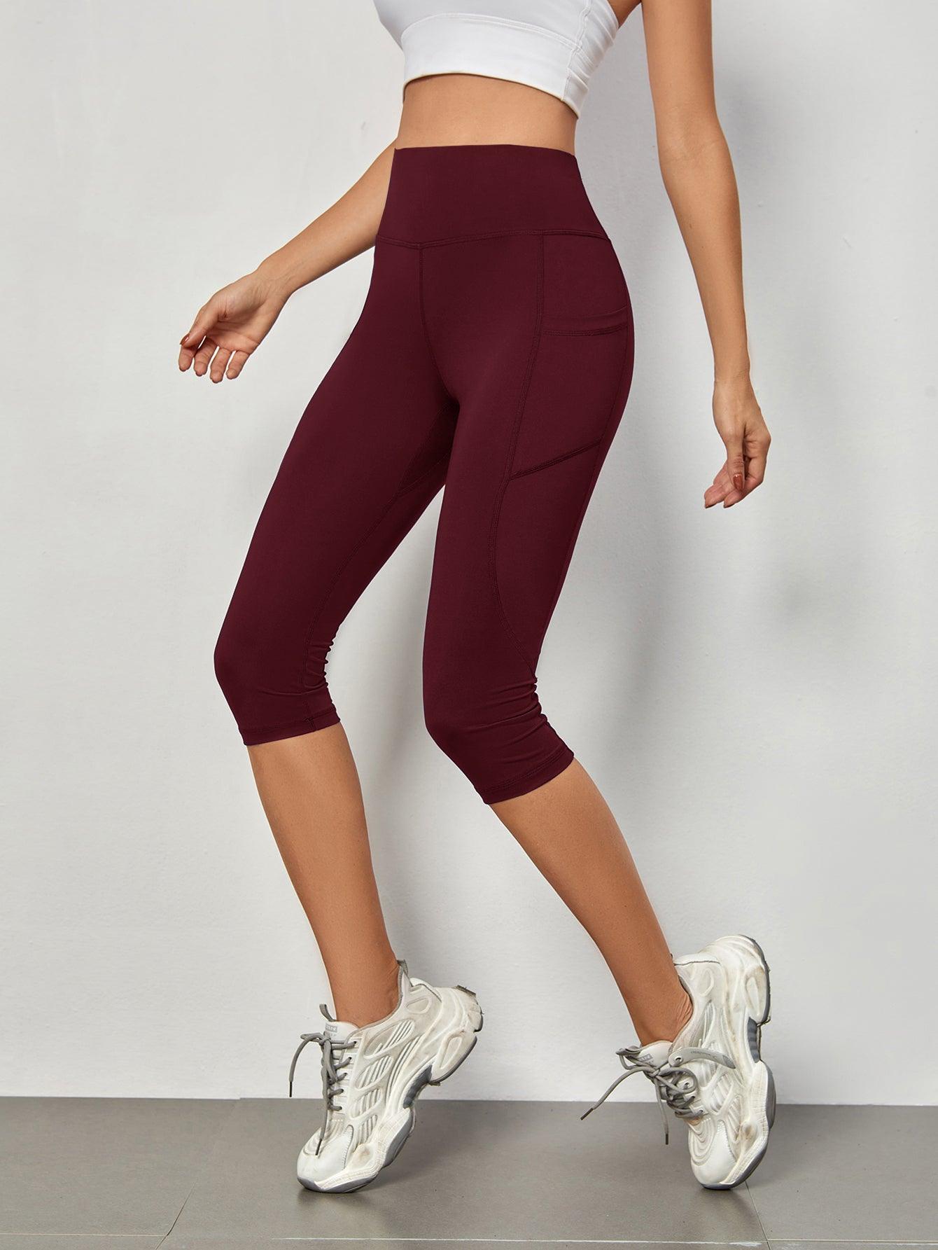 SOLID CAPRI SPORTS LEGGINGS - pink kangaroo yoga