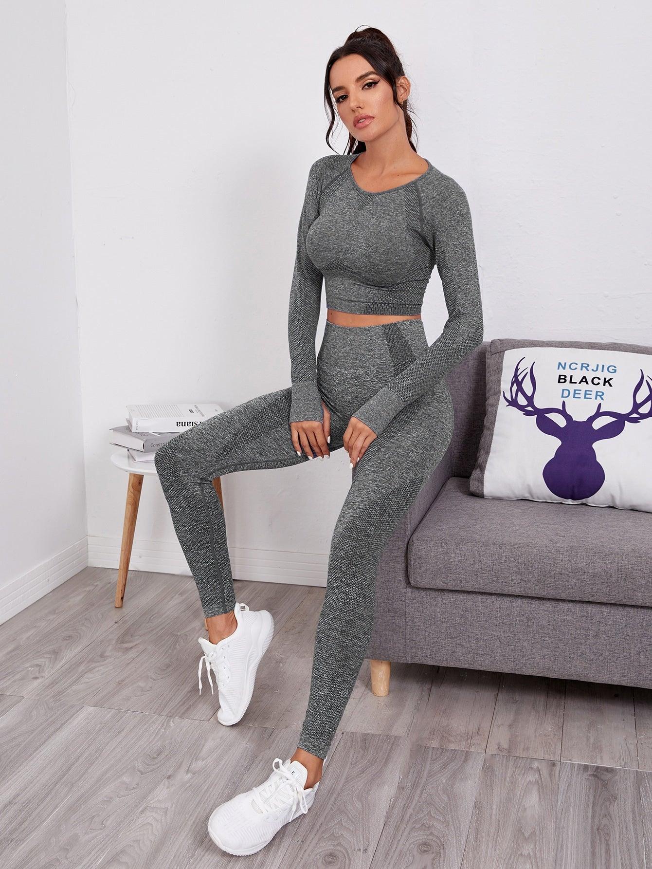 BE STRONG SEAMLESS YOGA SET - pink kangaroo yoga