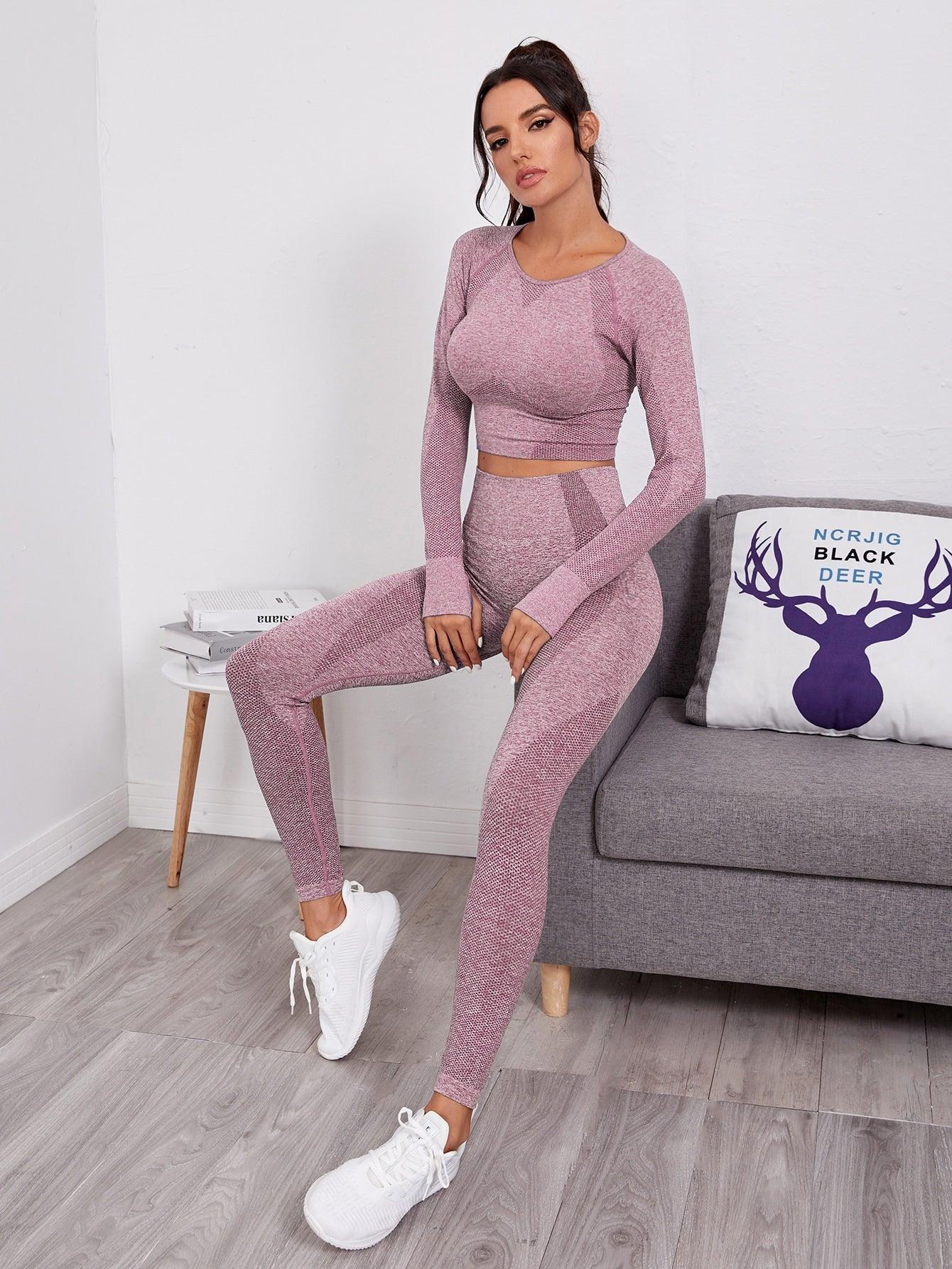 BE STRONG SEAMLESS YOGA SET - pink kangaroo yoga