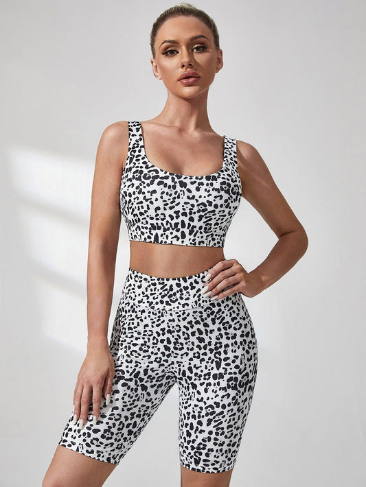 LEOPARD PRINT YOGA SET - pink kangaroo yoga