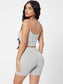 KNIT BIKER SHORT SET - pink kangaroo yoga