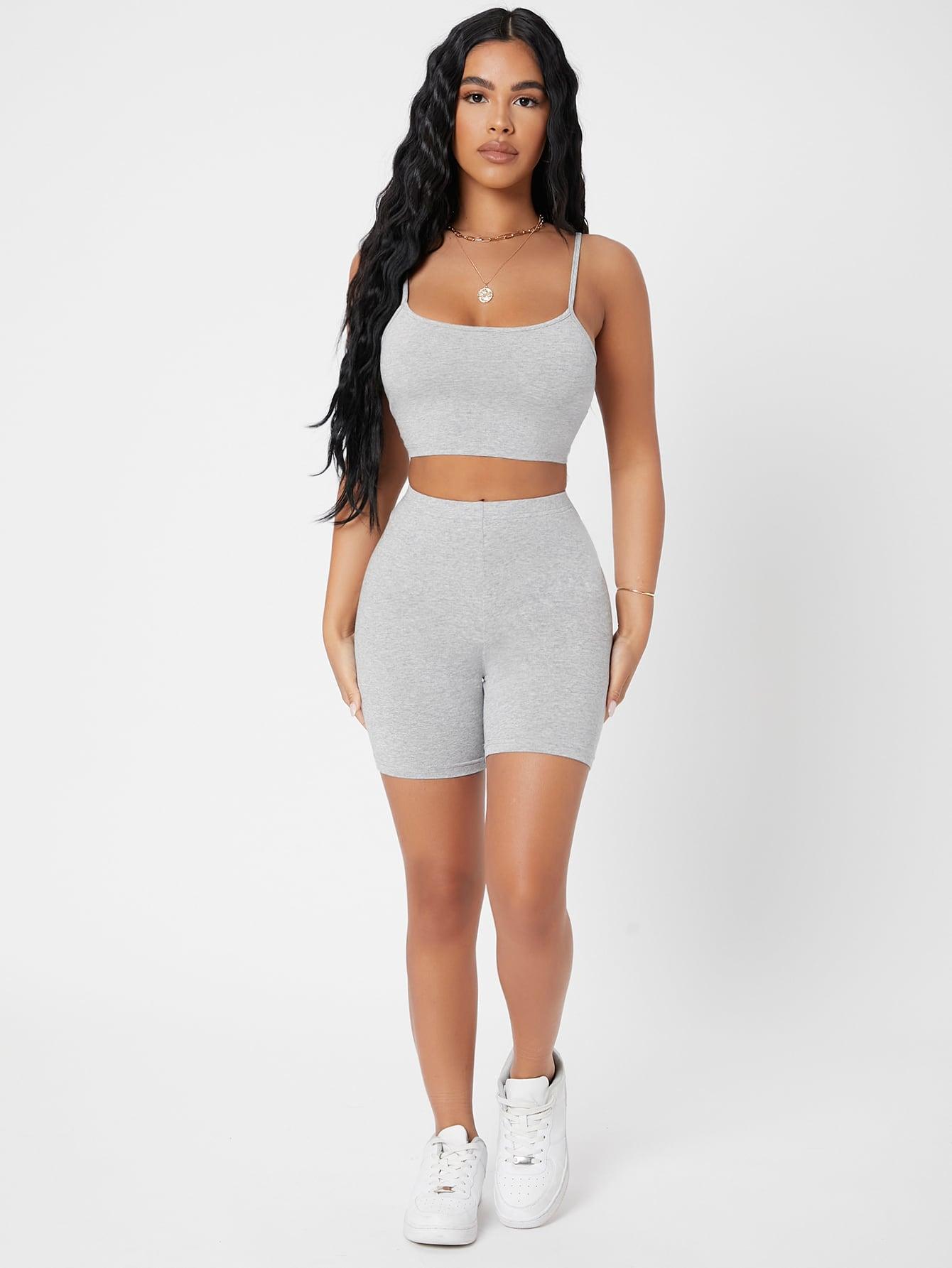 KNIT BIKER SHORT SET - pink kangaroo yoga