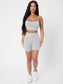 KNIT BIKER SHORT SET - pink kangaroo yoga