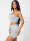 KNIT BIKER SHORT SET - pink kangaroo yoga