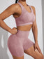 HOLLOW OUT RACER BACK FITNESS SET - pink kangaroo yoga