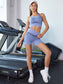 HIGH STRETCH BIKER SHORTS SET - pink kangaroo yoga