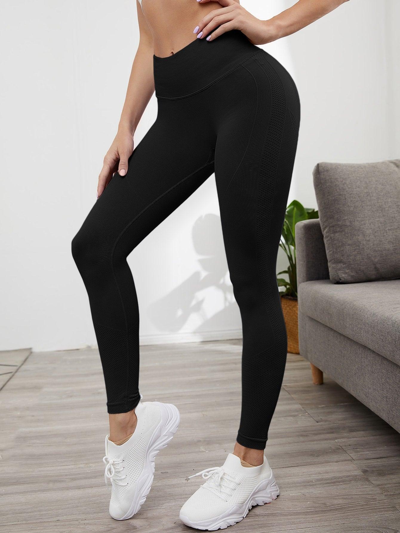WIDE WAIST SIDE LEGGINGS - pink kangaroo yoga