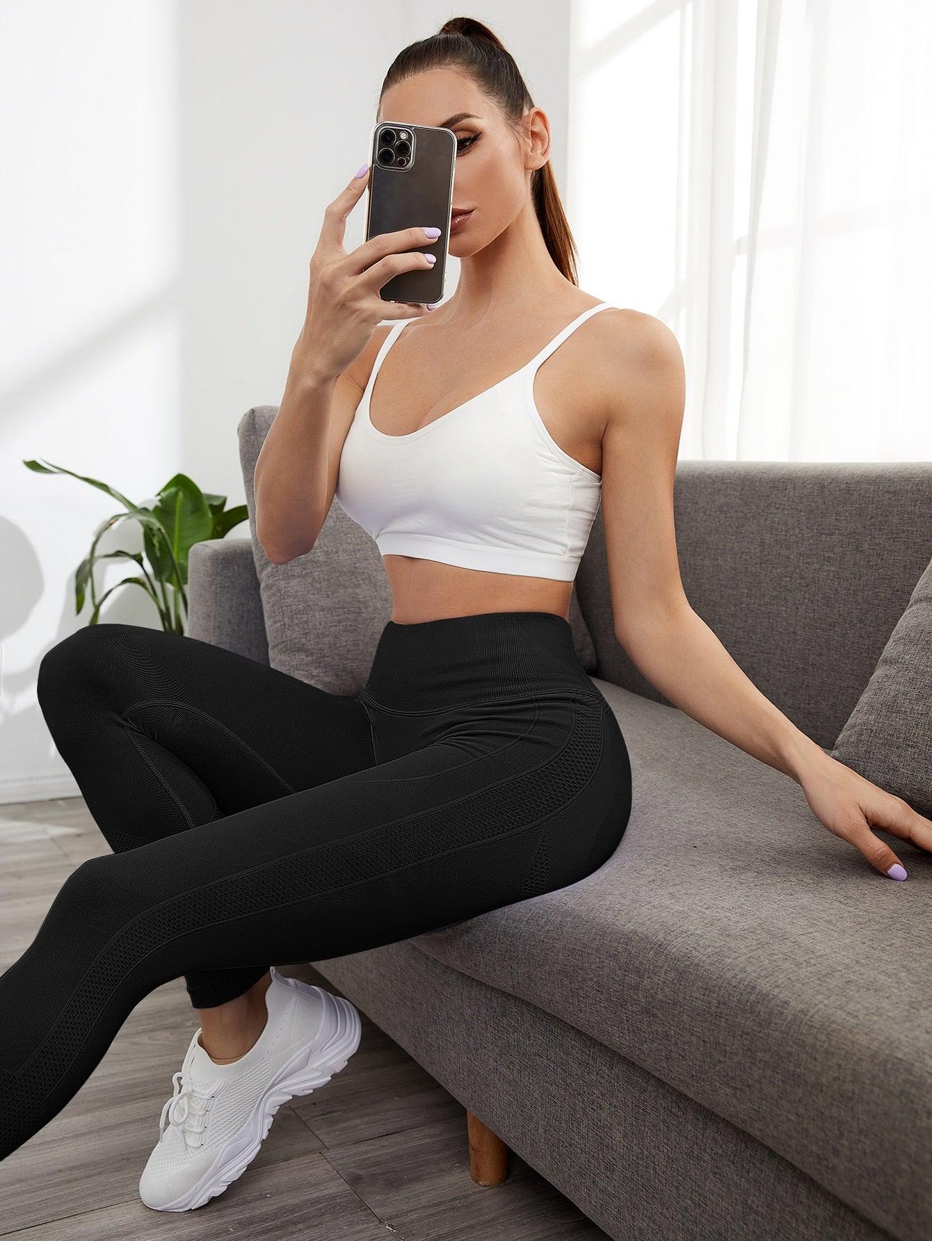 WIDE WAIST SIDE LEGGINGS - pink kangaroo yoga