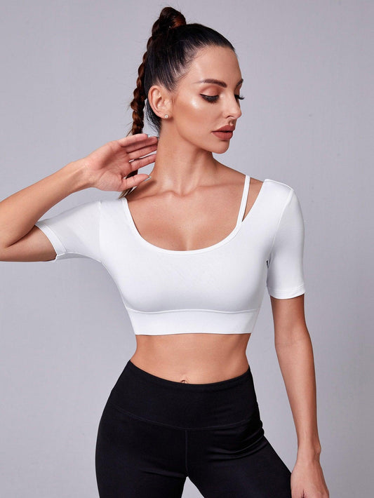 CUT OUT SCOOP TOP - pink kangaroo yoga