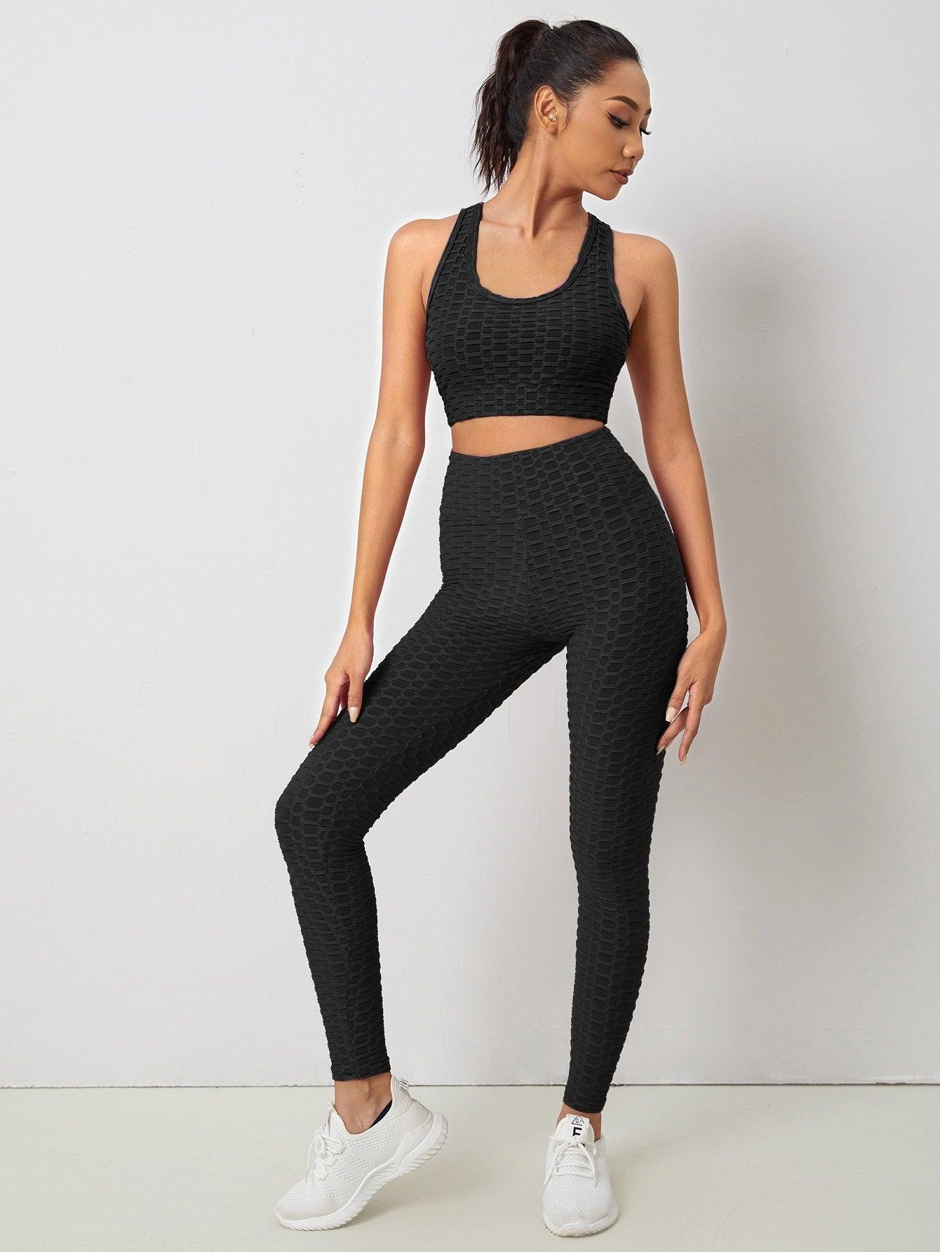 HONEYCOMB TEXTURED FITNESS SET - pink kangaroo yoga