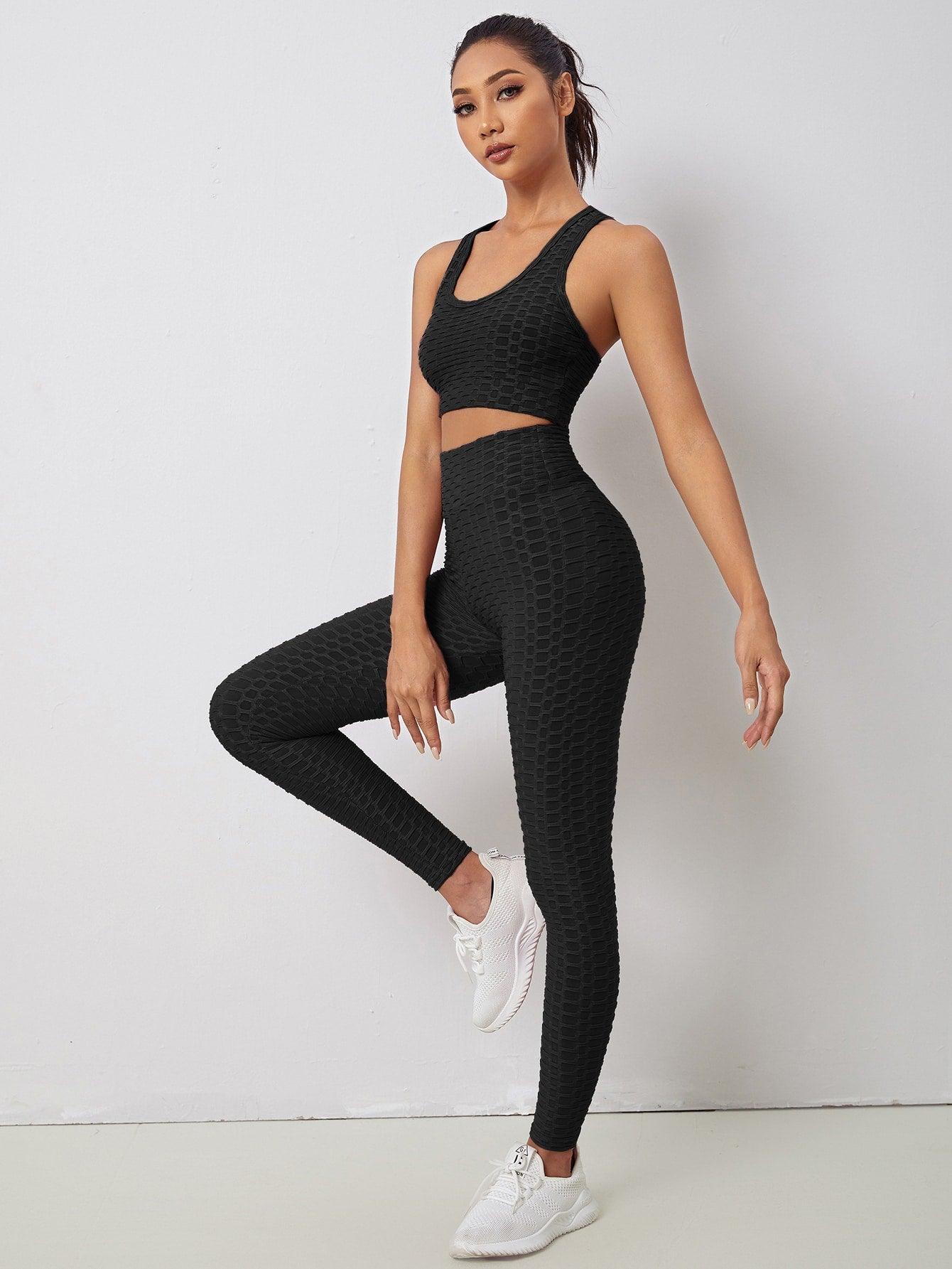 HONEYCOMB TEXTURED FITNESS SET - pink kangaroo yoga
