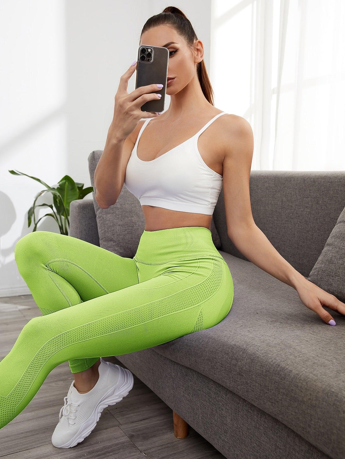 WIDE WAIST SIDE LEGGINGS - pink kangaroo yoga