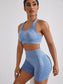 HOLLOW OUT RACER BACK FITNESS SET - pink kangaroo yoga