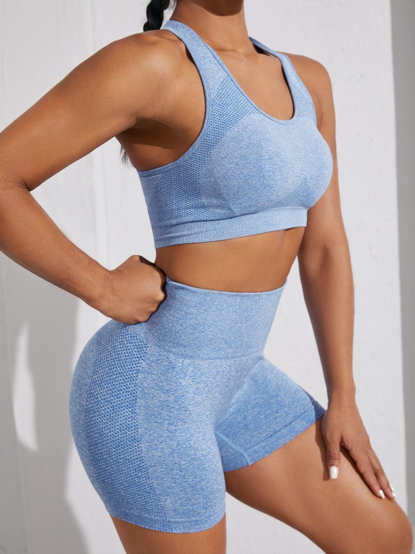 HOLLOW OUT RACER BACK FITNESS SET - pink kangaroo yoga