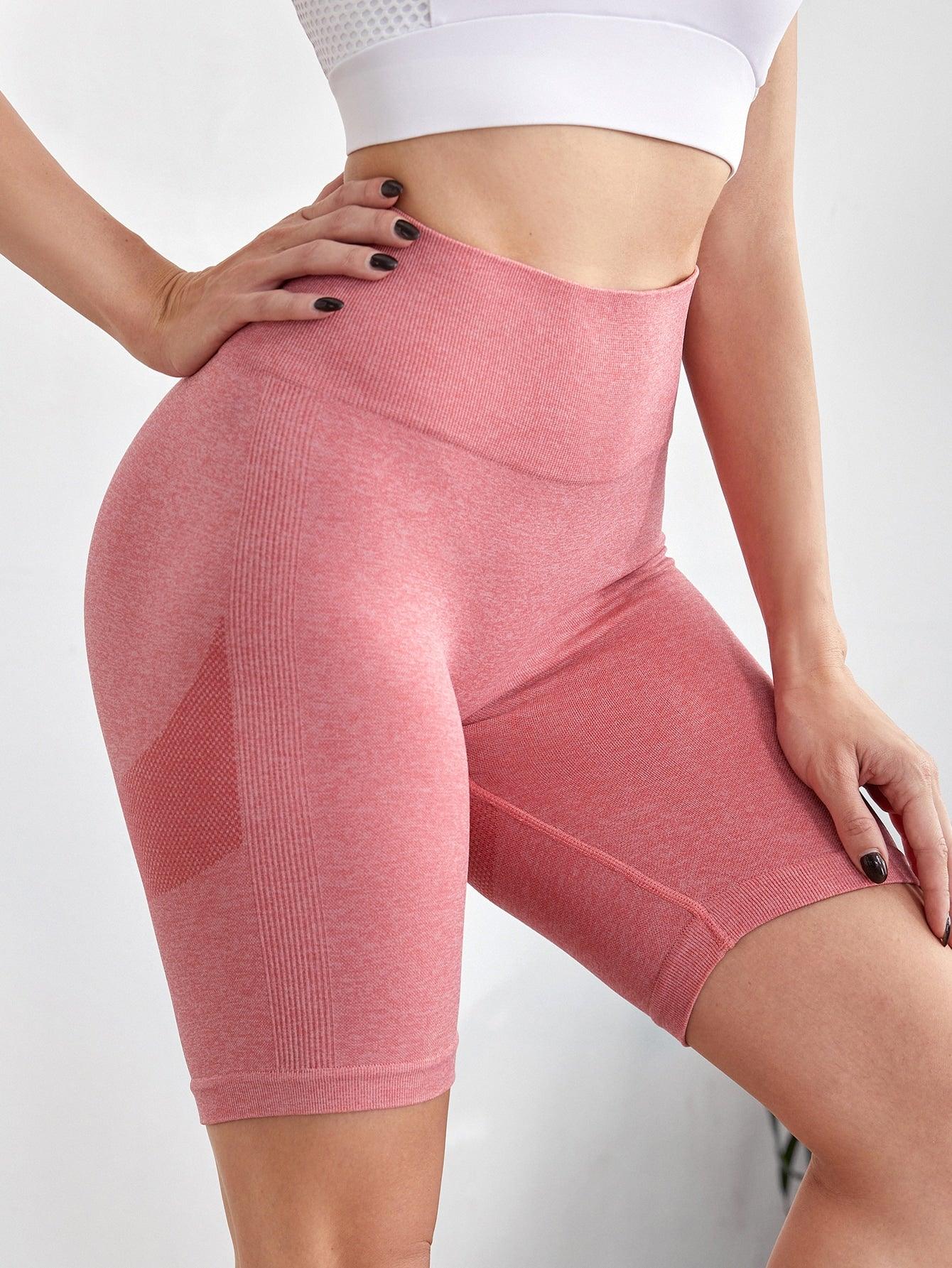 SEAMLESS BIKER SHORTS - pink kangaroo yoga
