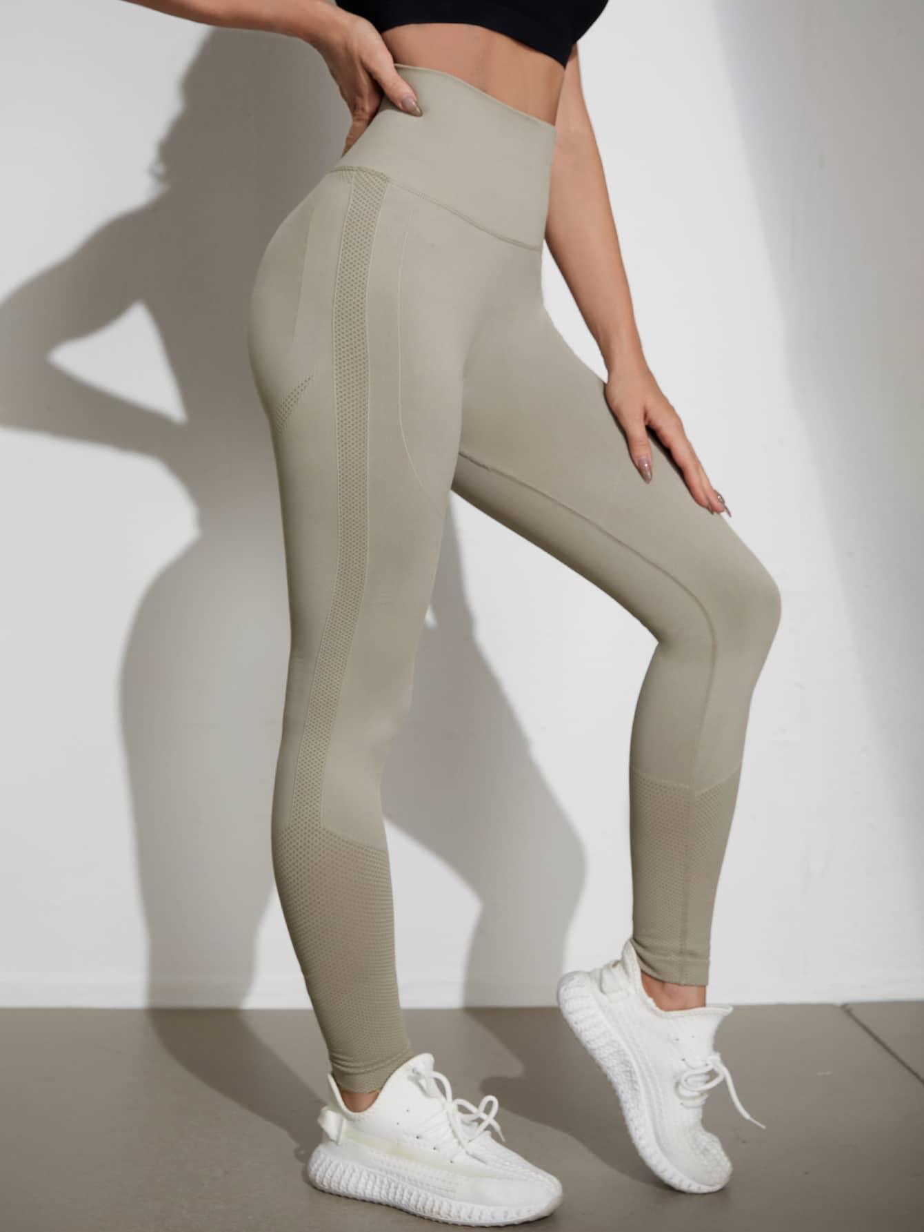 WIDE WAIST SIDE LEGGINGS - pink kangaroo yoga