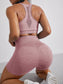HOLLOW OUT RACER BACK FITNESS SET - pink kangaroo yoga