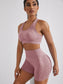 HOLLOW OUT RACER BACK FITNESS SET - pink kangaroo yoga