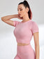 SEAMLESS CROP TOP - pink kangaroo yoga