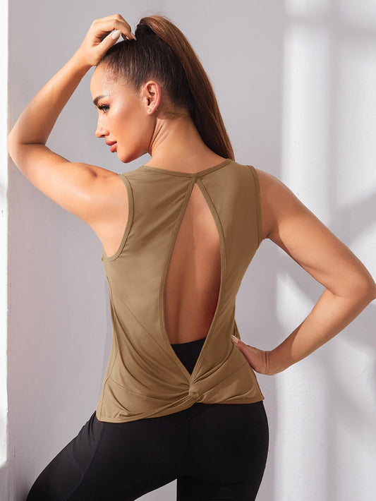 TWIST BACK CUT SPORTS TOP - pink kangaroo yoga