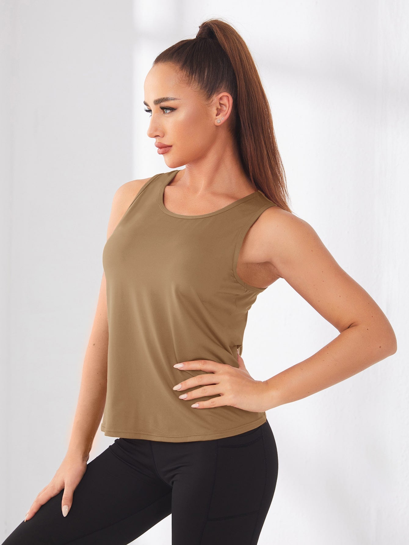 TWIST BACK CUT SPORTS TOP - pink kangaroo yoga