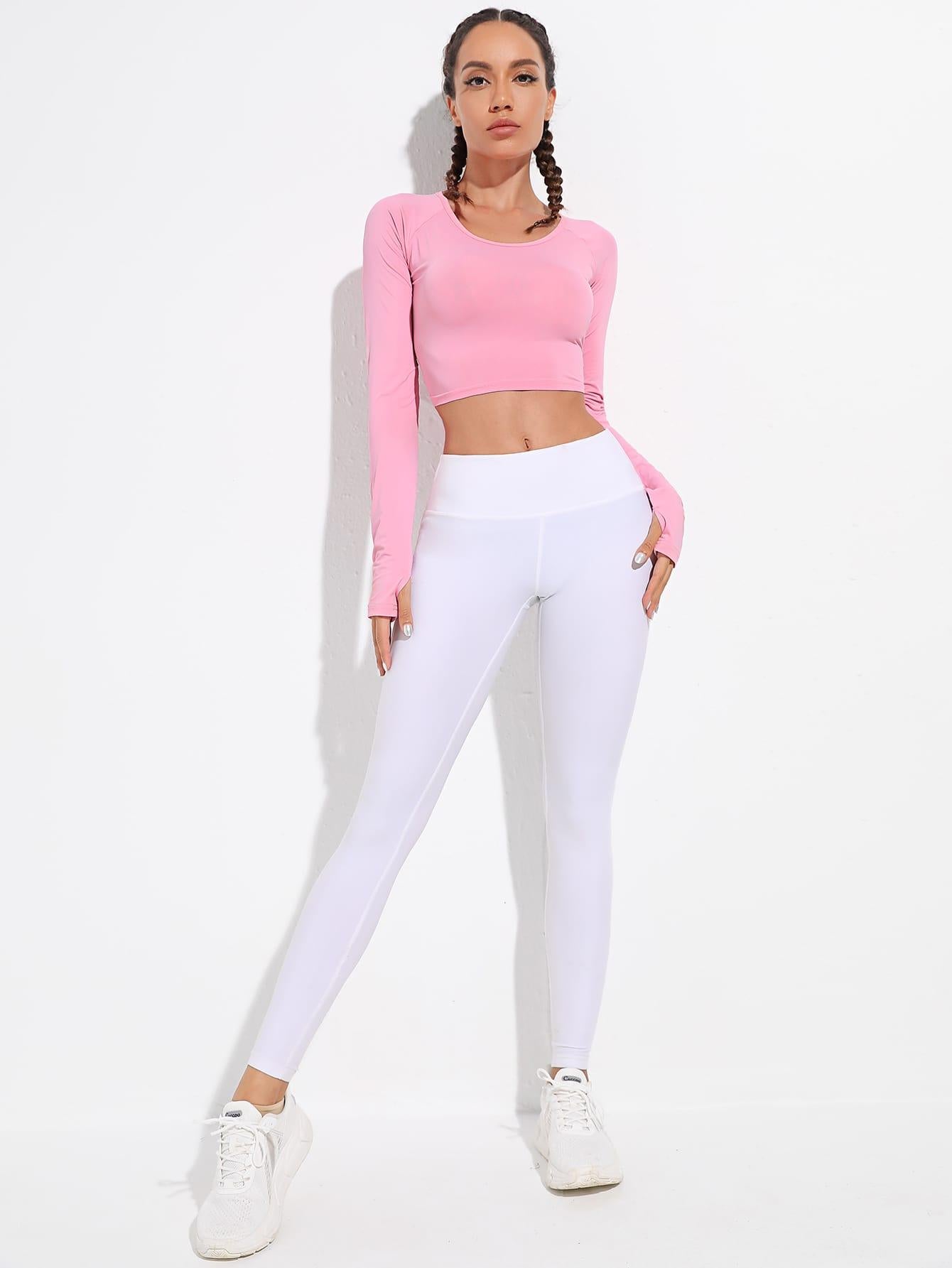 THUMB HOLE SPORTS TEE - pink kangaroo yoga