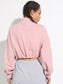 ZIPPER CROP HOODIE - pink kangaroo yoga