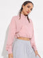 ZIPPER CROP HOODIE - pink kangaroo yoga