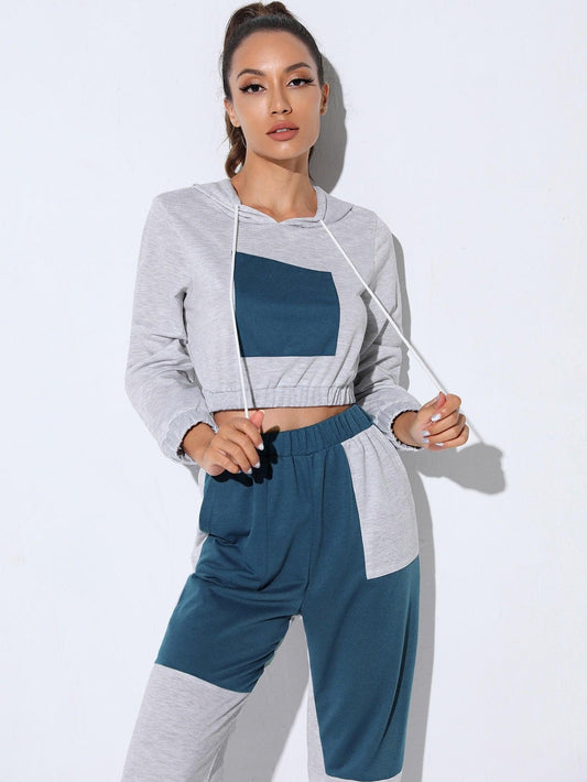 COLORBLOCK SPORTS HOODIE - pink kangaroo yoga