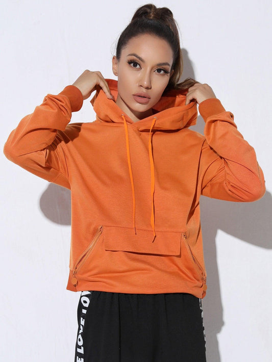 BREATHABLE SPORTS HOODIE - pink kangaroo yoga