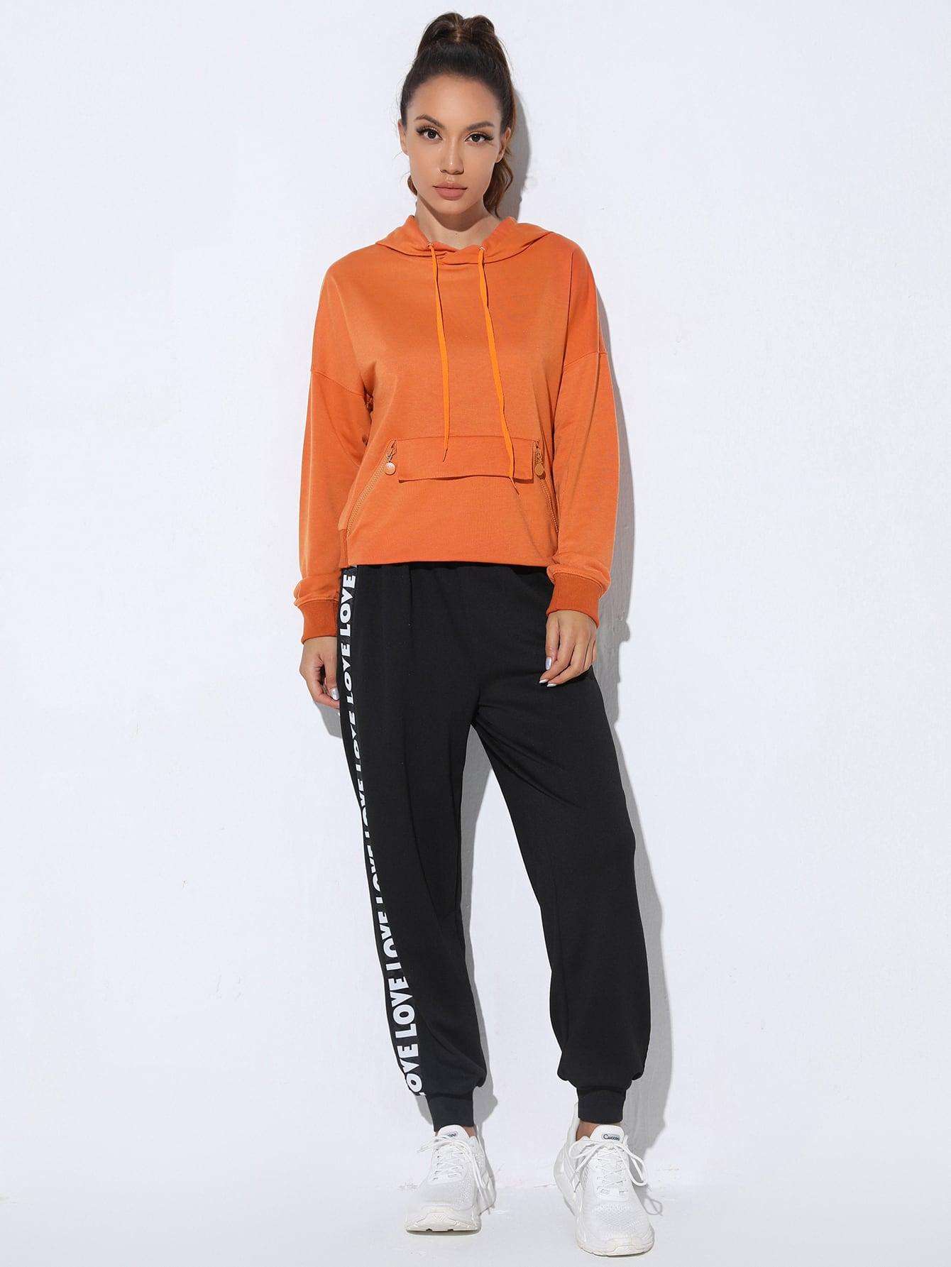 BREATHABLE SPORTS HOODIE - pink kangaroo yoga