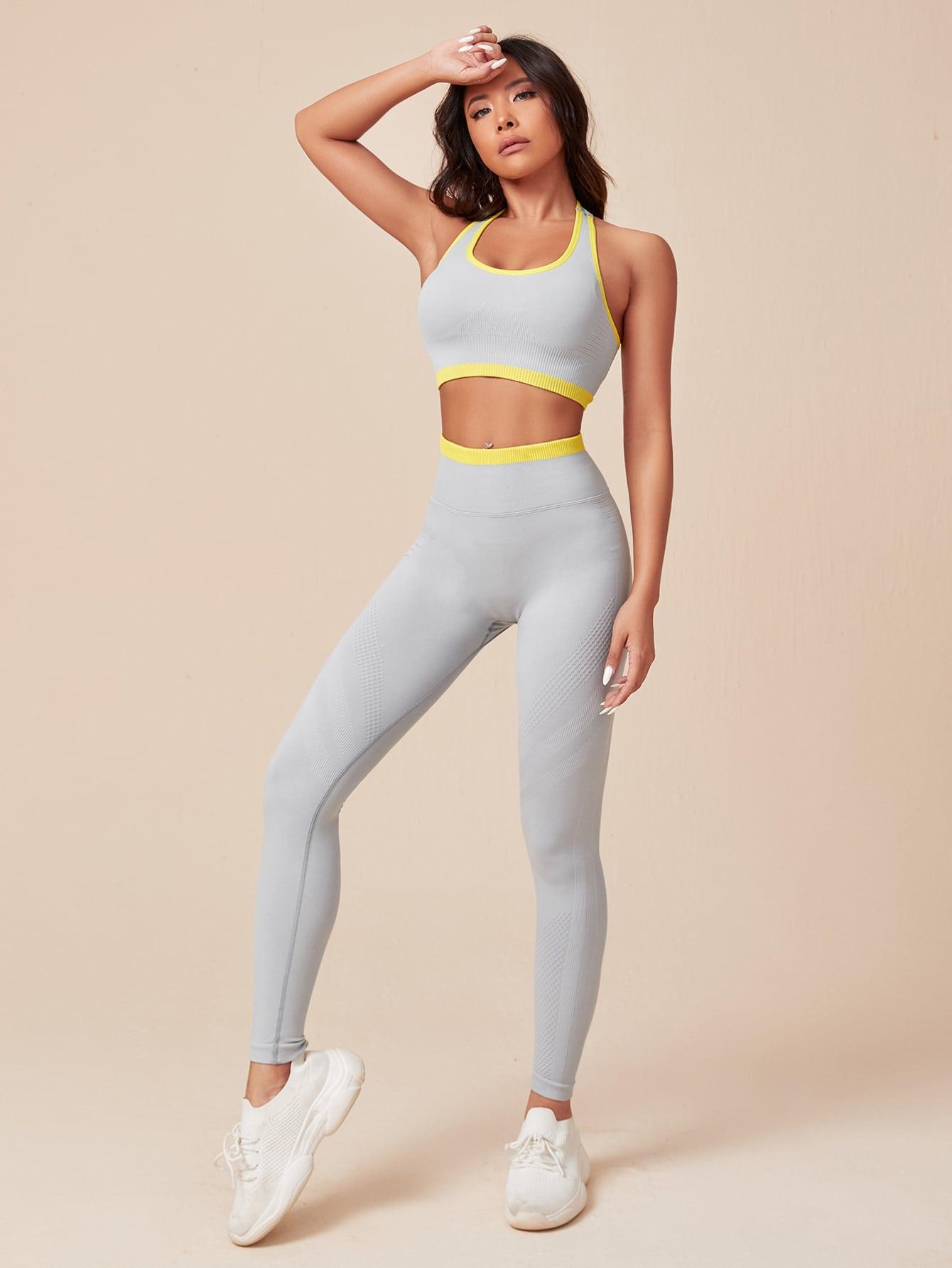 COLORBLOCK SEAMLESS FITNESS SET - pink kangaroo yoga