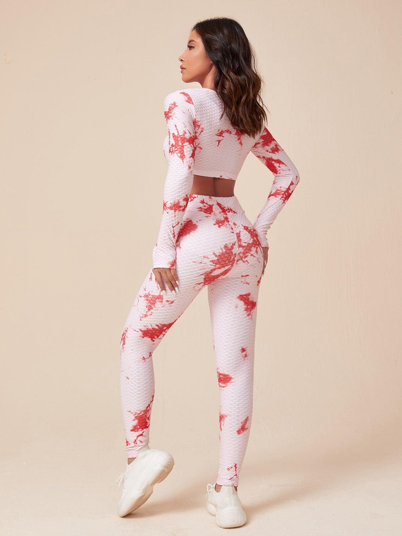 TEXTURED CUTOUT FITNESS SET - pink kangaroo yoga