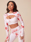 TEXTURED CUTOUT FITNESS SET - pink kangaroo yoga