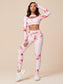 TEXTURED CUTOUT FITNESS SET - pink kangaroo yoga