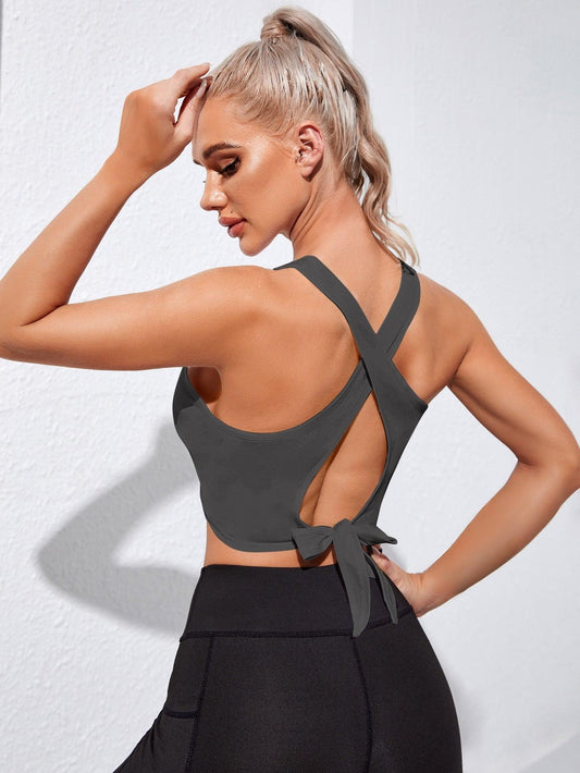 TIE BACK SPORTS TOP - pink kangaroo yoga
