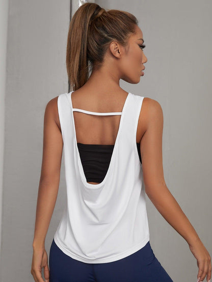 SOLID CUT SPORTS TANK - pink kangaroo yoga